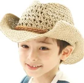 Straw Cowboy Sun Hat for Women/Kids Western Style Shapeable Country UPF 50  Cap