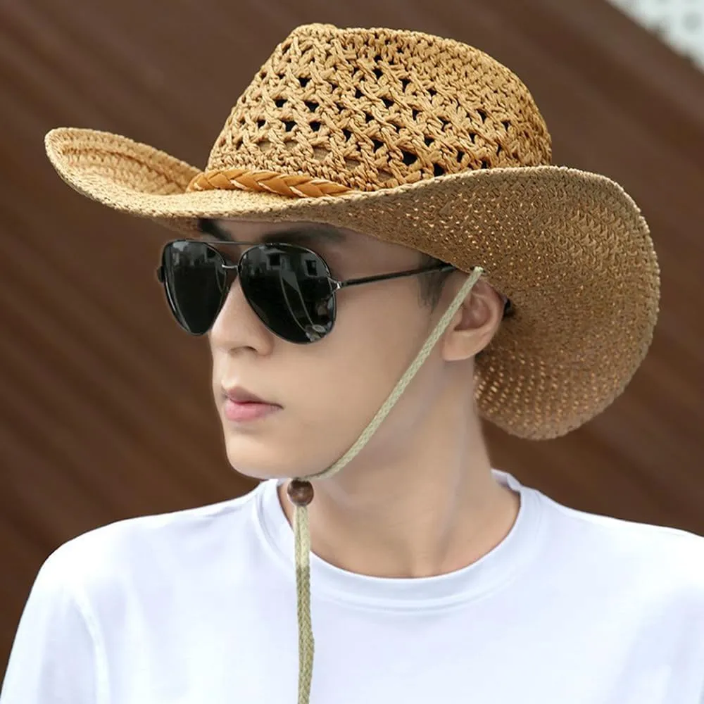 Straw Cowboy Sun Hat for Women/Kids Western Style Shapeable Country UPF 50  Cap