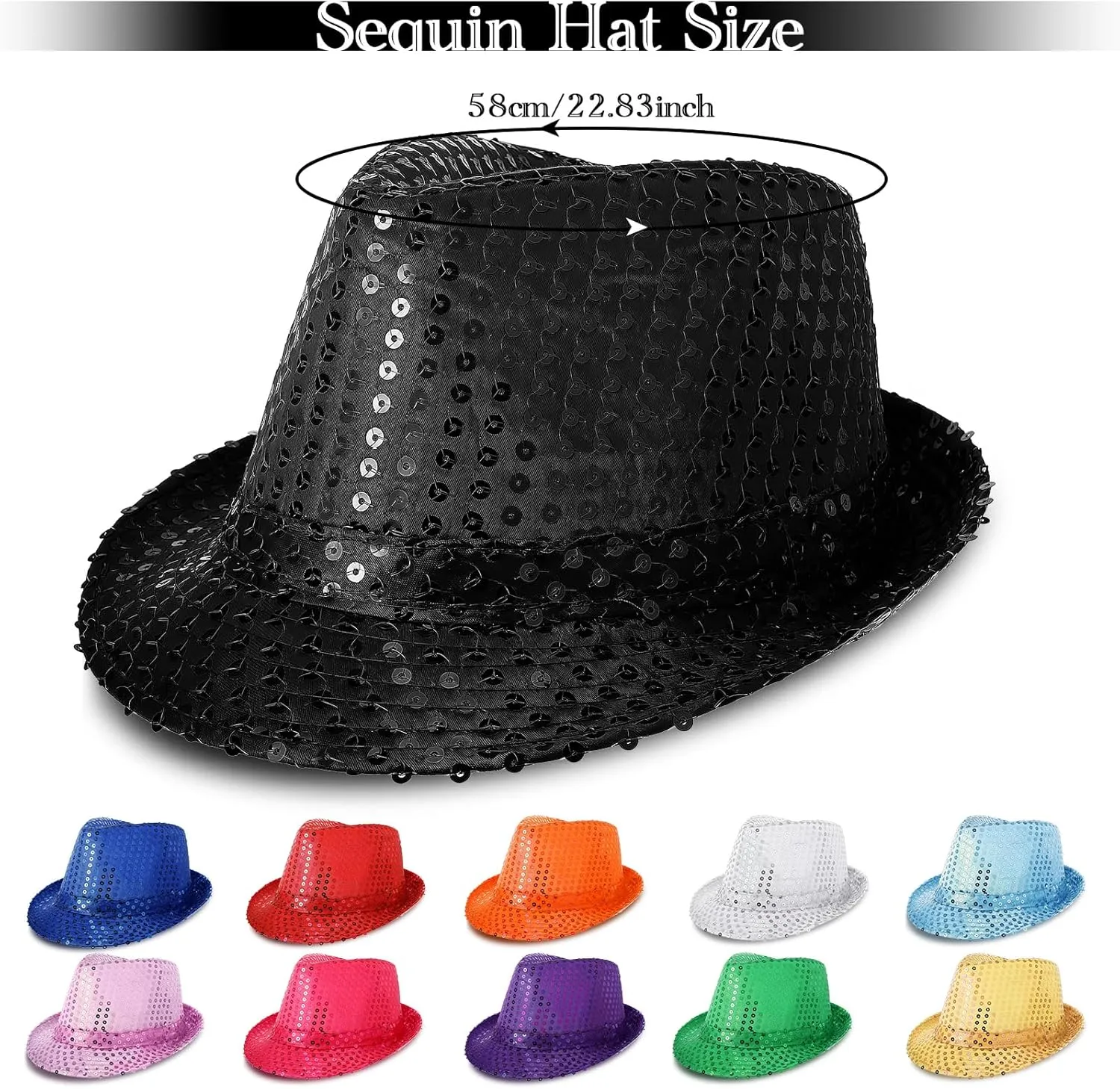 Tarpop 6 Pcs Western Sequin Hat Bling Dance Hats with Shining Sequin for Man and Women