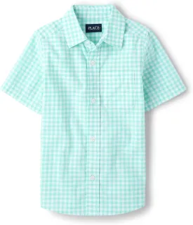 The Children's Place Boys' and Toddler Boys' Short Sleeve Button Down Shirt