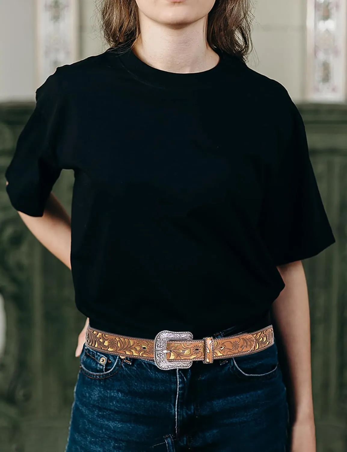 TOPACC Western Belts for Women Men Cowgirl Cowboy Country Belts with Buckles for Jeans Pants Rodeo