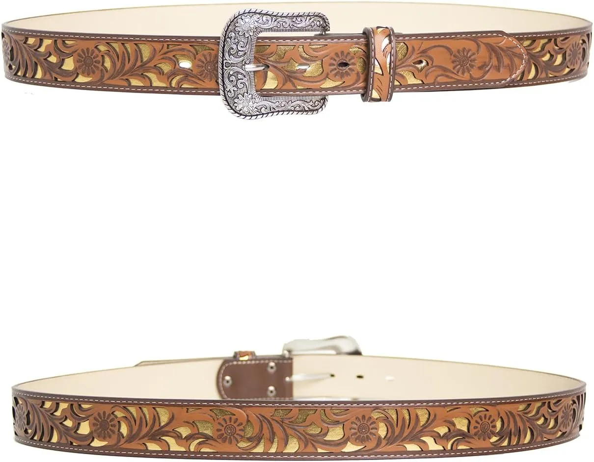 TOPACC Western Belts for Women Men Cowgirl Cowboy Country Belts with Buckles for Jeans Pants Rodeo