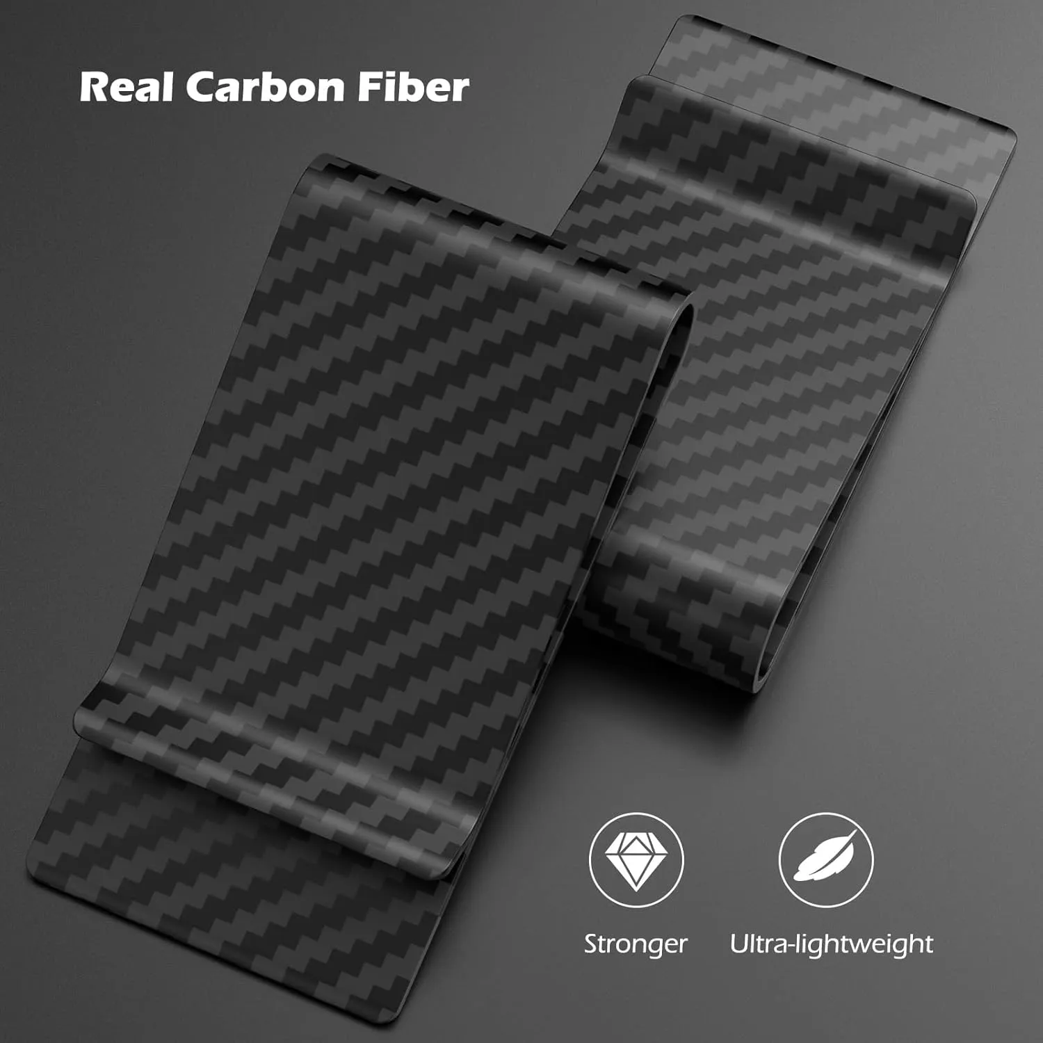 Travelambo Carbon Fiber Money Clip Front Pocket Wallet Minimalist Wallet Slim Wallet Credit Card Holder