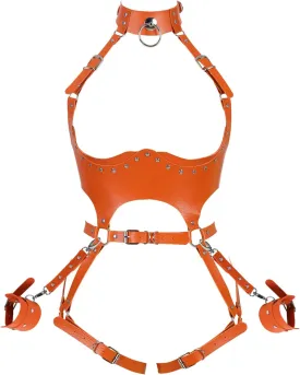 Waist Garter belt Punk Full body harness for women Photography Dance Rock Halloween Leather cage Chest strap set
