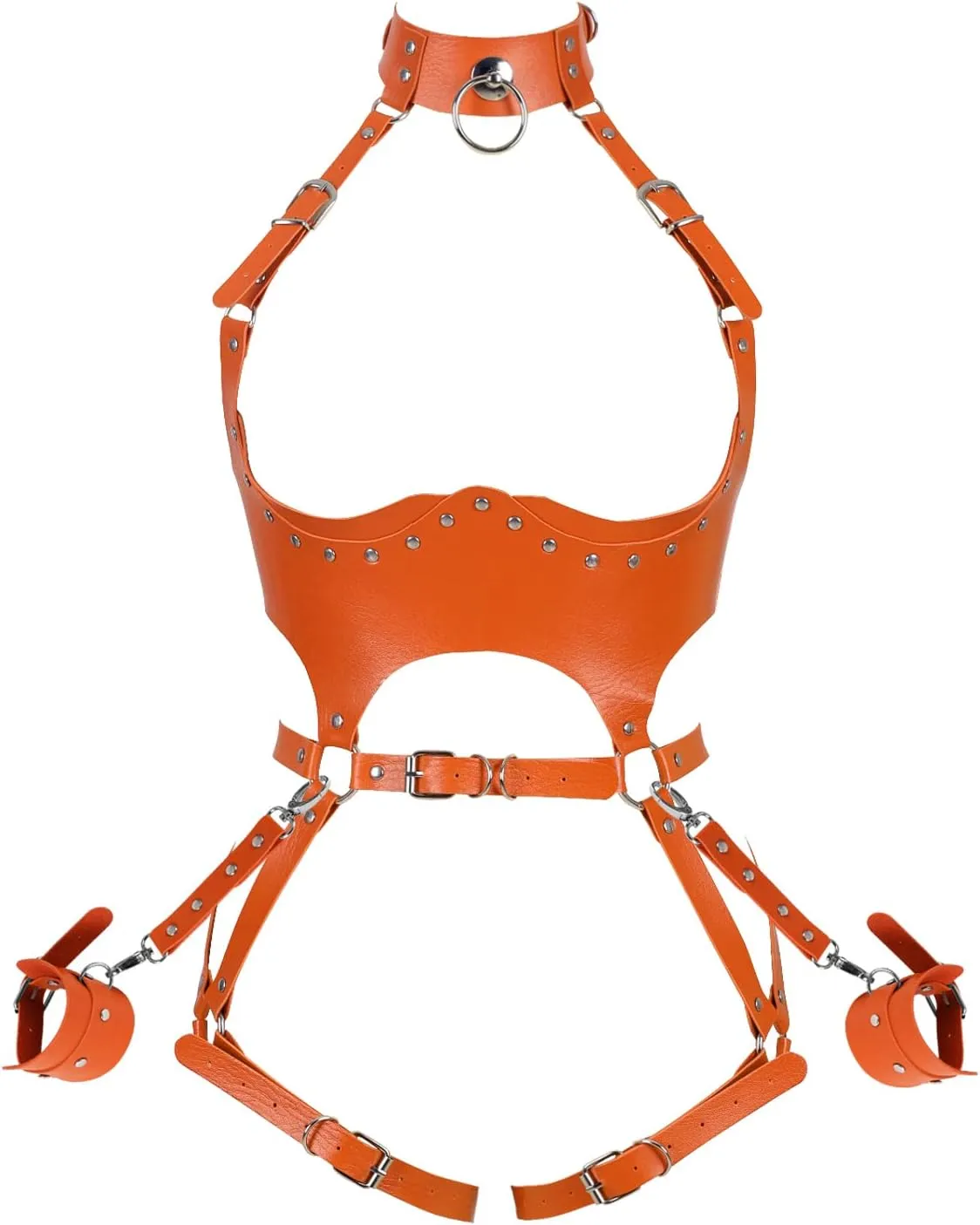 Waist Garter belt Punk Full body harness for women Photography Dance Rock Halloween Leather cage Chest strap set