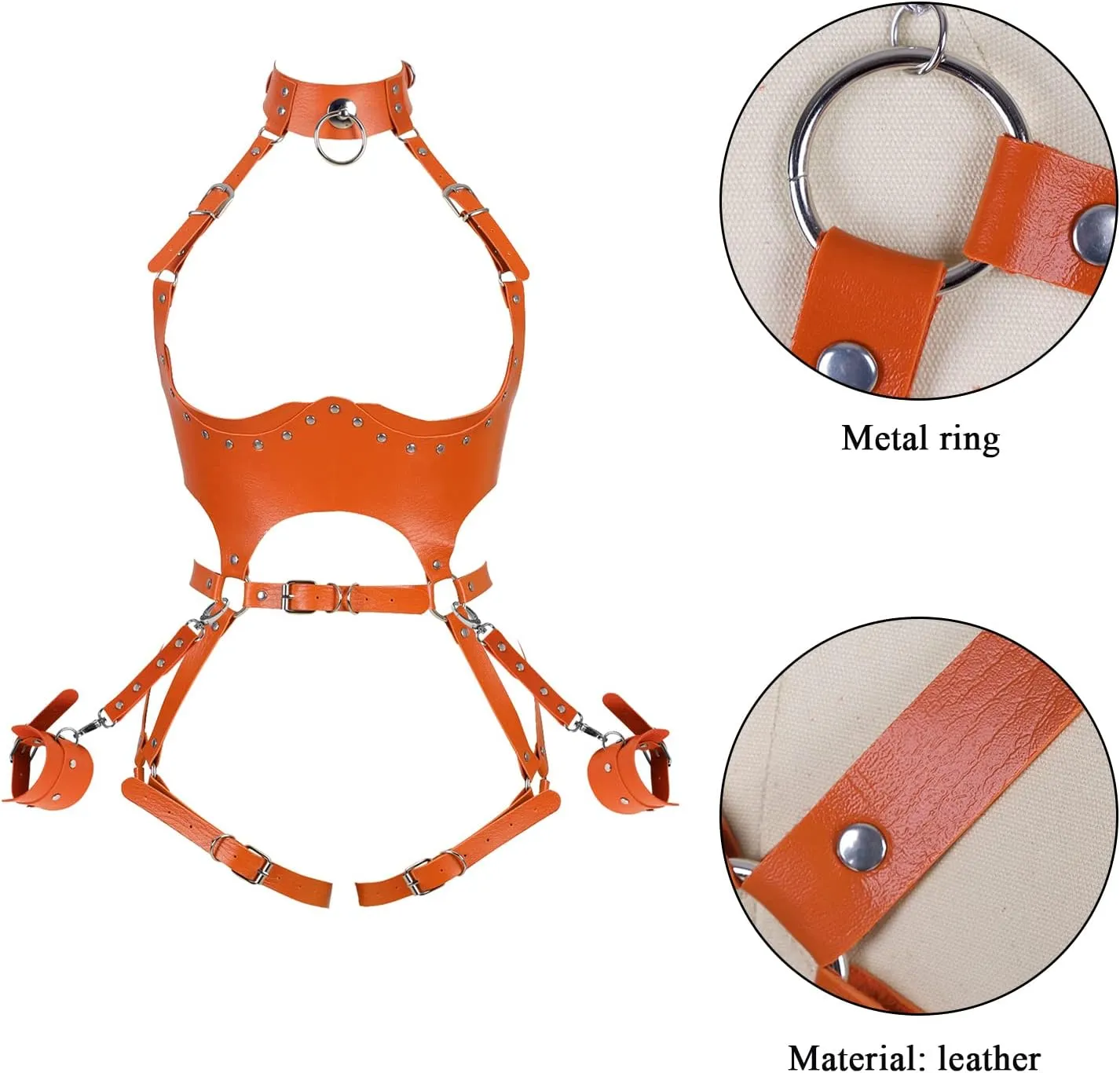 Waist Garter belt Punk Full body harness for women Photography Dance Rock Halloween Leather cage Chest strap set