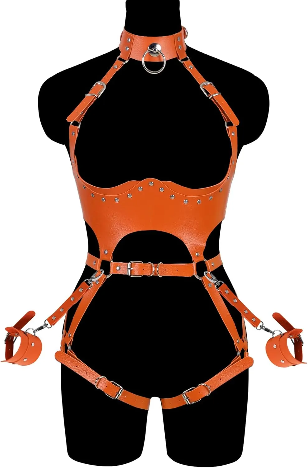Waist Garter belt Punk Full body harness for women Photography Dance Rock Halloween Leather cage Chest strap set