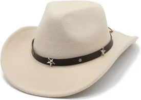 Western Cowboy Hat for Men and Women Outdoor Travel Hat Rolled Brim Felt Hat Men Fedora Hats
