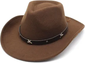 Western Cowboy Hat for Men and Women Outdoor Travel Hat Rolled Brim Felt Hat Men Fedora Hats
