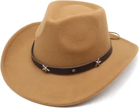 Western Cowboy Hat for Men and Women Outdoor Travel Hat Rolled Brim Felt Hat Men Fedora Hats