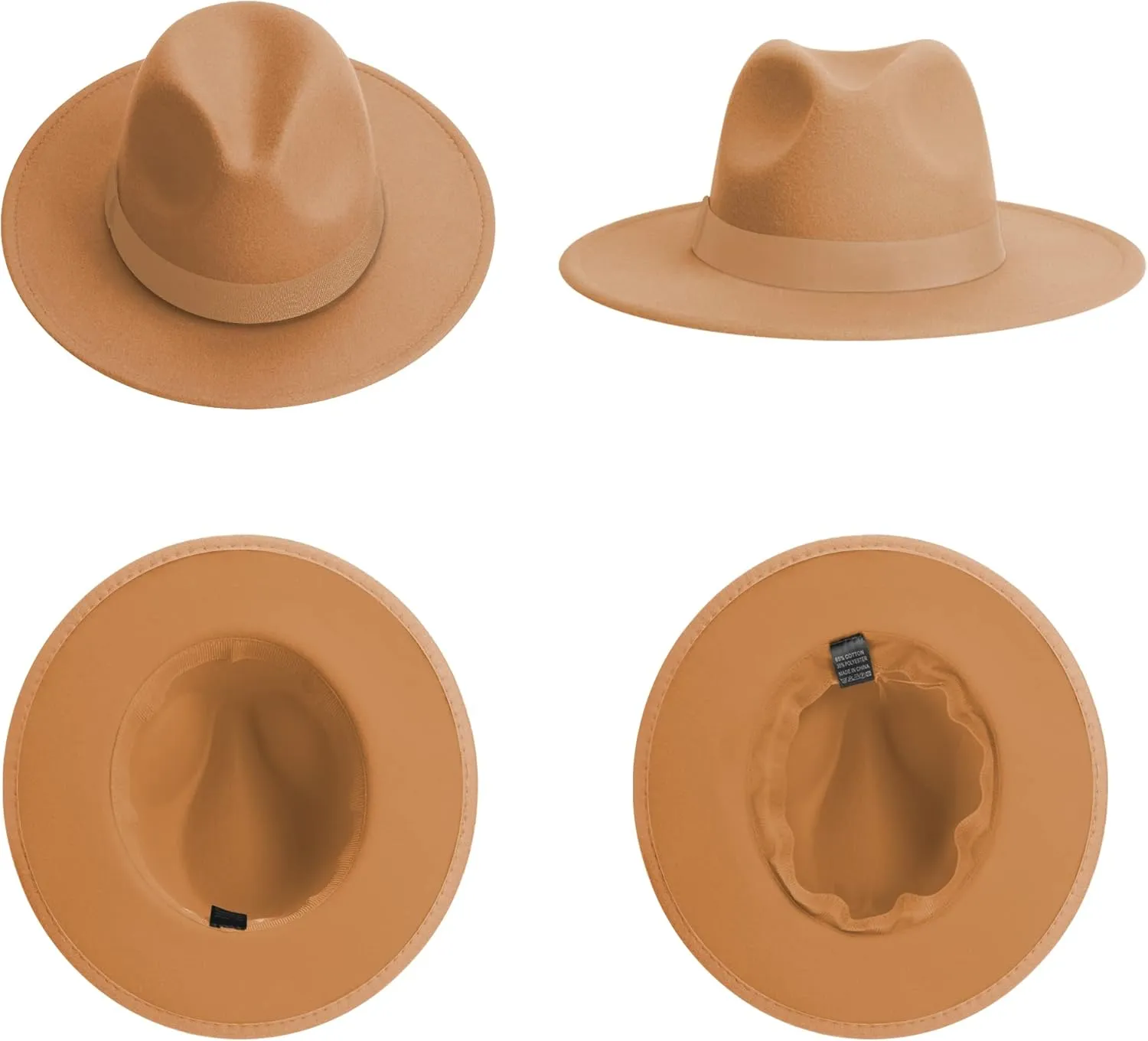 Wide Brim Fedora Hats for Women & Men Classic Dress Panama Hat Adjustable Felt Hat with Band