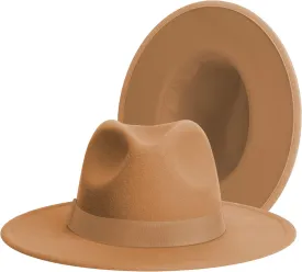 Wide Brim Fedora Hats for Women & Men Classic Dress Panama Hat Adjustable Felt Hat with Band