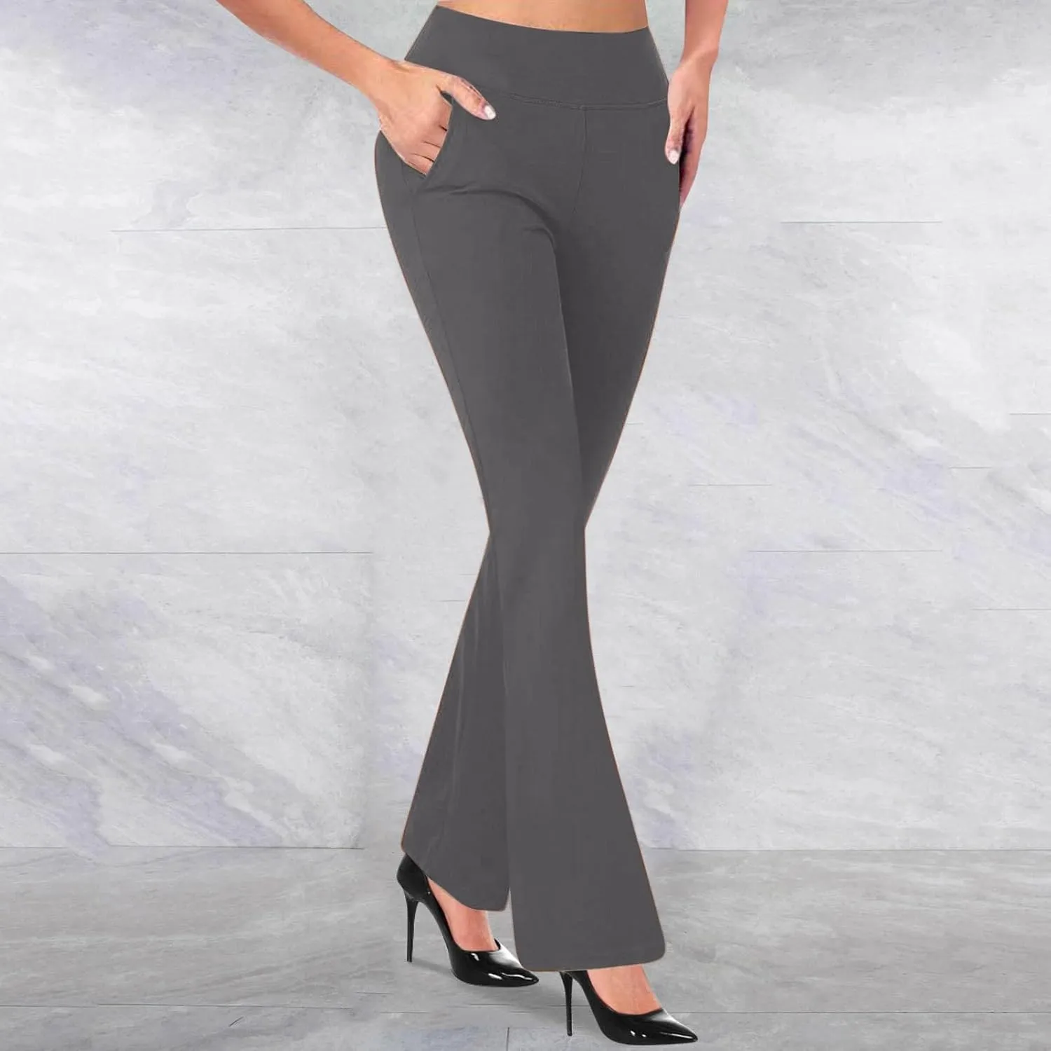 Womens Yoga Dress Pants Tretchy Pull On Straight Leg Business Casual Pant Dressy Slacks Dress Pants for Office Work
