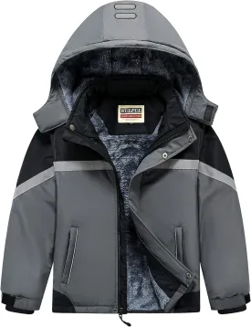 WULFUL Boy's Waterproof Ski Coat Winter Warm Snow Coat with Hood